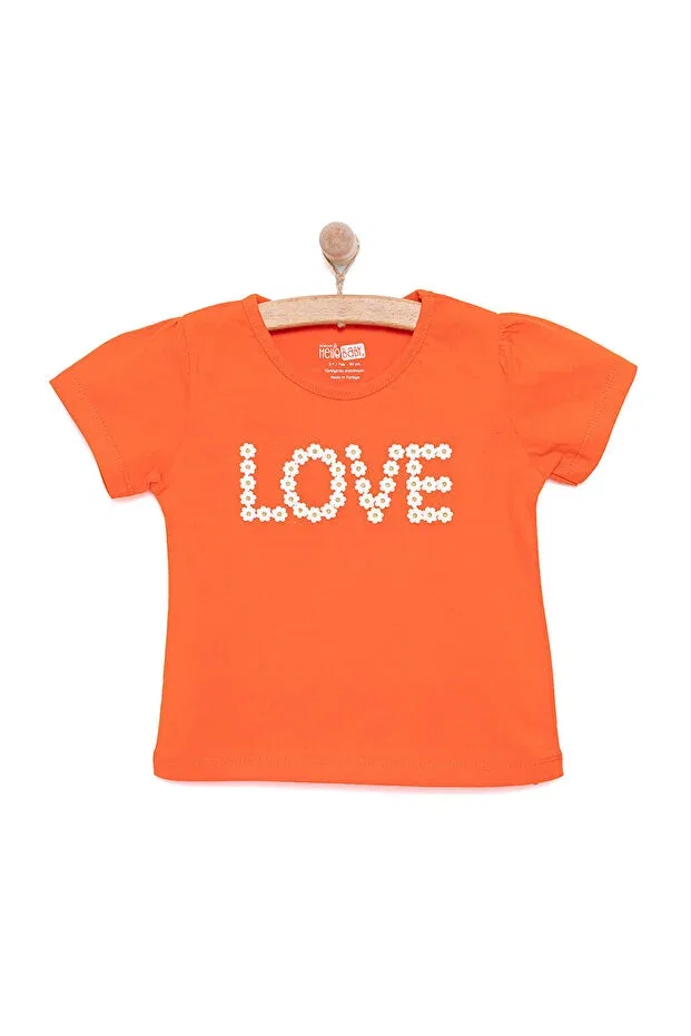 Детская футболка для девочек хлопковая с принтом Daisy Text Printed Ebebek Hello Baby, Coral