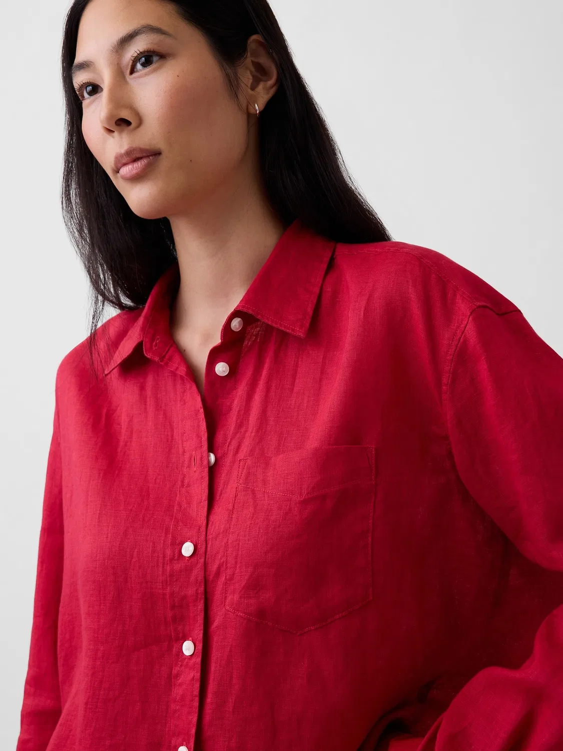 Рубашка оверсайз из льна Gap, Red — фото 4