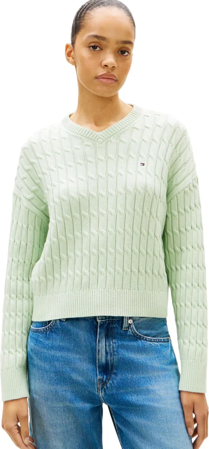 Женский пуловер с v-образным вырезом Tommy Hilfiger, Green (Gentle Jade)