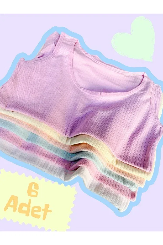 Детское для девочек майка-борцовка комплект из 6 штук Katmirra, Multicolor