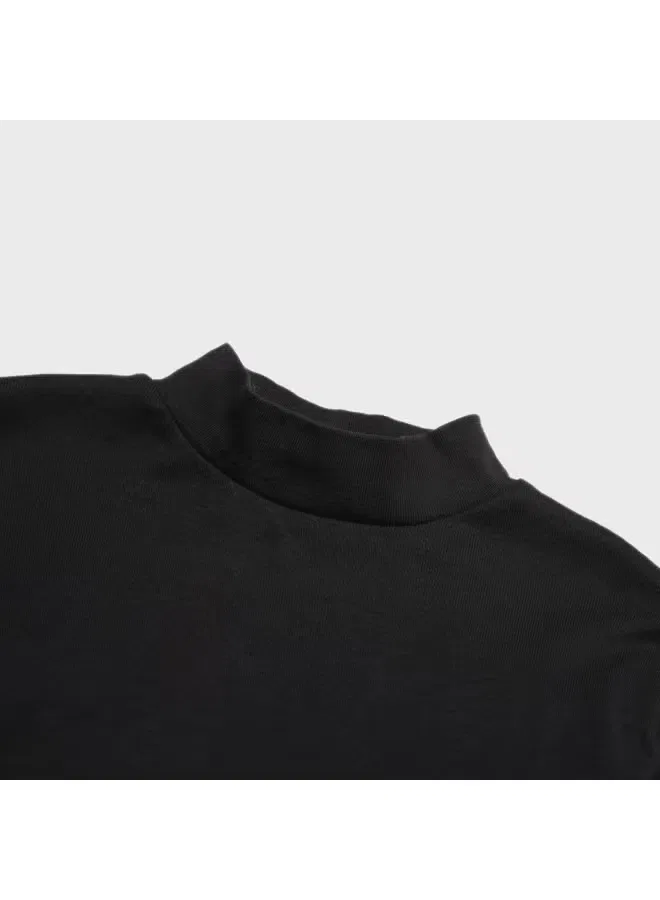 Футболка с длинным рукавом и полувысоким воротом Zara, черный — фото 4