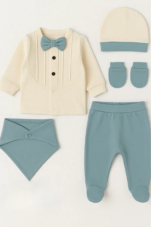 Детский комбинезон для мальчиков с принтом Bamoola For Babies, Turquoise Bow Tie