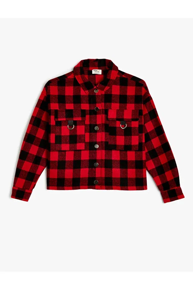Детское пальто для девочек с длинным рукавом Koton, Red Plaid