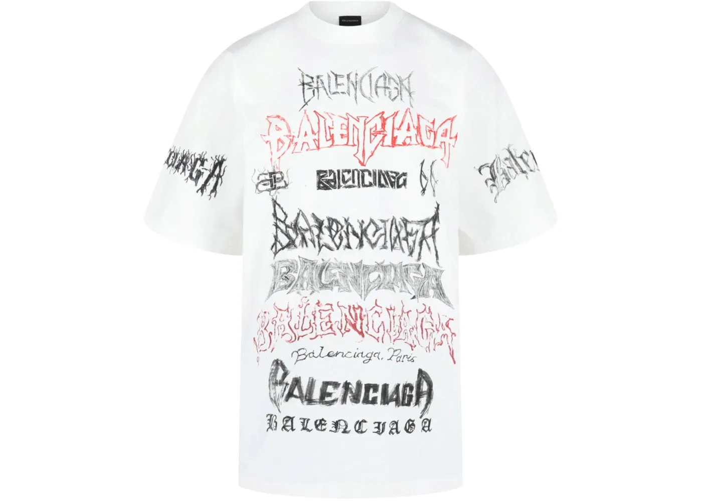 Мужская футболка с принтом DIY Metal T-Shirt Balenciaga, White/Black/Red