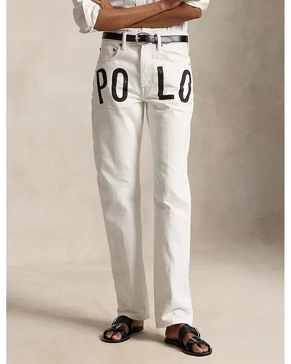 Женские джинсы с принтом Logo High Rise Relaxed Straight Jeans Ralph Lauren, Laurea Wash — фото 2