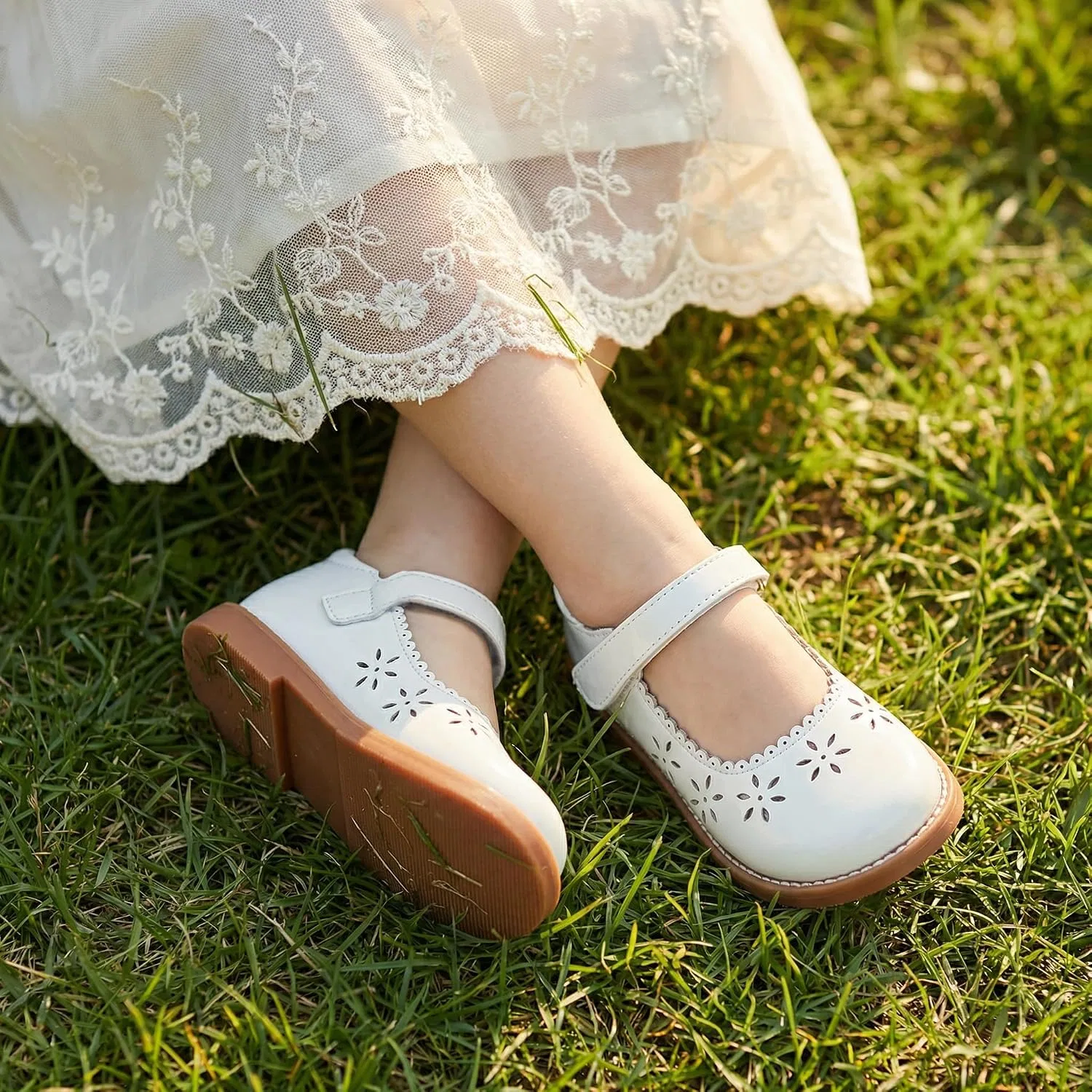 Детские туфли для девочек с вырезом Princess THEE BRON, Pearlescent White — фото 3