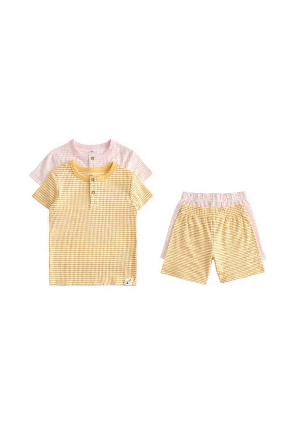 Комплект пижамный из 2 предметов, хлопок, Henley, Set 2 pack, Marks & Spencer, Yellow Mix, желтый