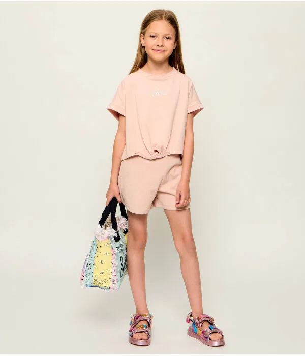 Детская футболка с принтом O-Neck T-Shirt Cropped Fit Guess, Rosa — фото 2