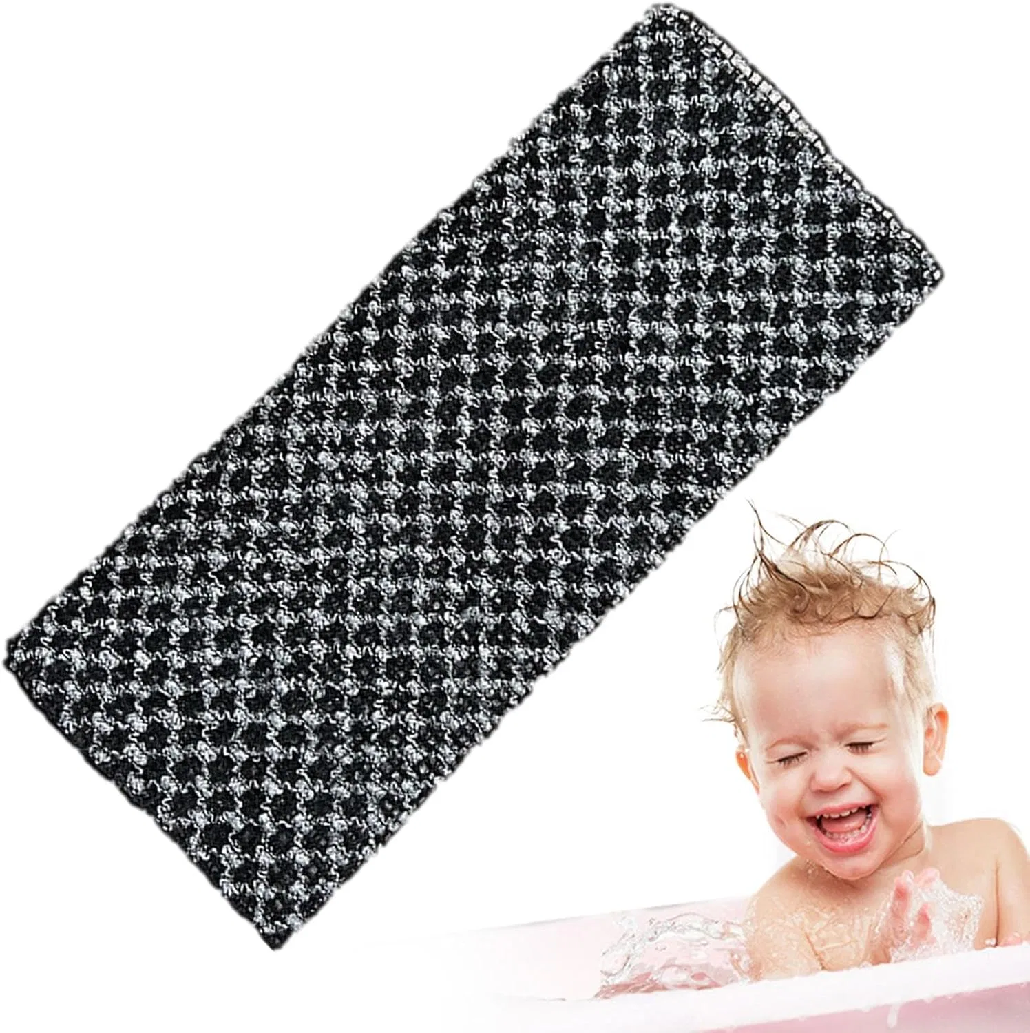 Мочалка для душа двухсторонняя, Generisch, 25x100 см, Black Plaid