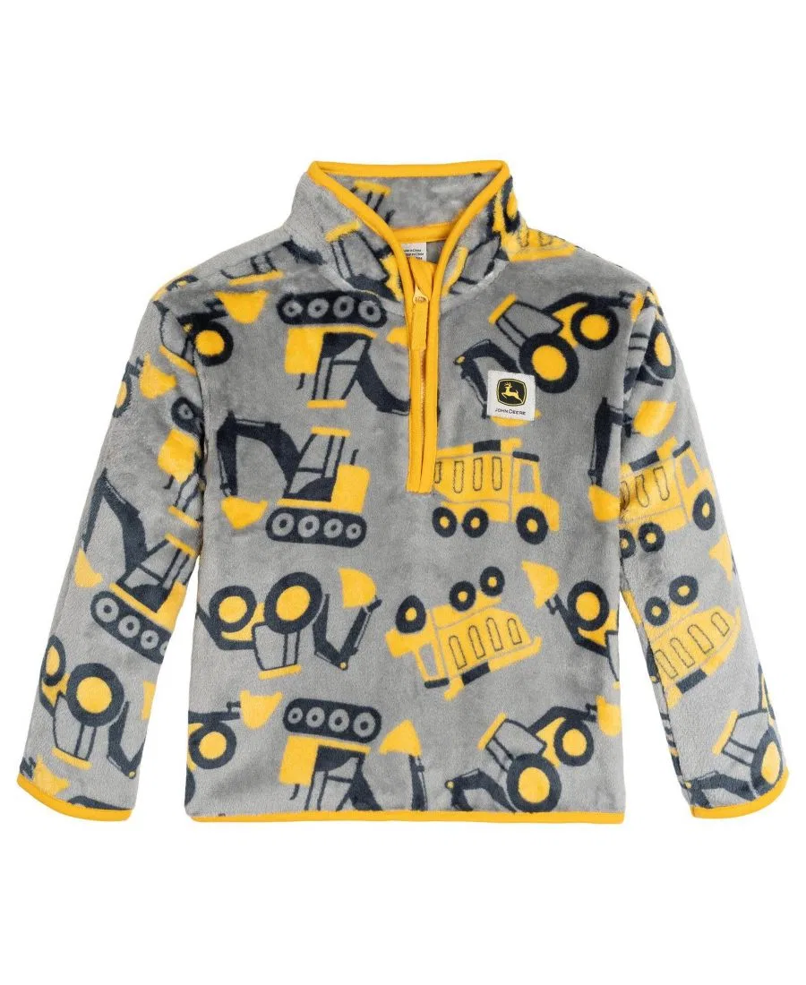 Флисовый пуловер с молнией John Deere, Cool Gray Yellow