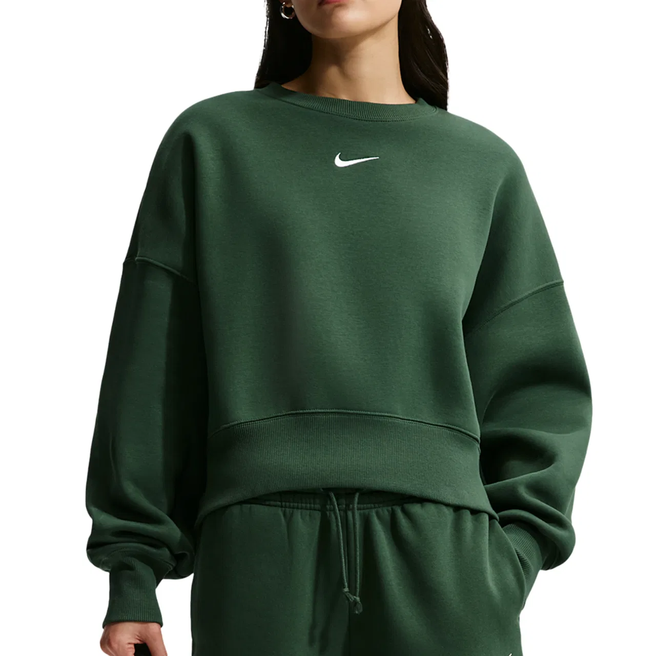 Женская толстовка Nike NSW Style Fleece Crew OOS, цвет Fir/Sail
