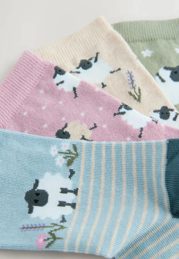 Носки 4 пары, мульти-принт овца, Ankle socks, Next, Multi Sheep Print — фото 2