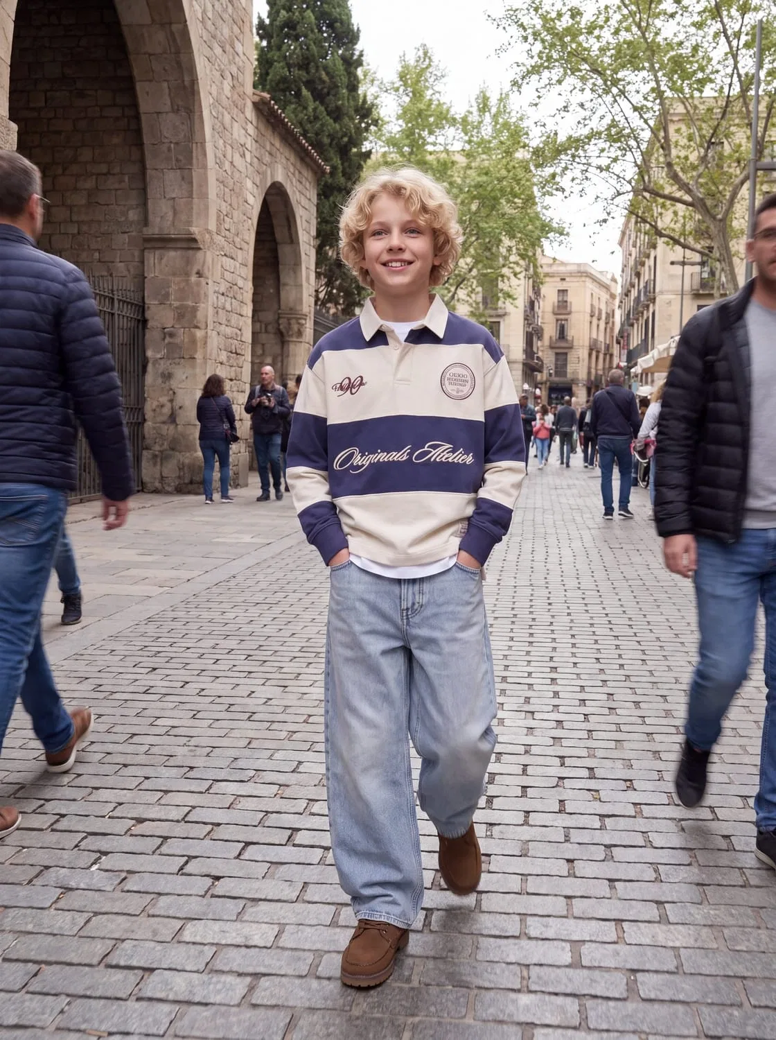Свитшот с воротником поло Jorsalamanco Rugby Polo Jack & Jones Junior, синий — фото 4