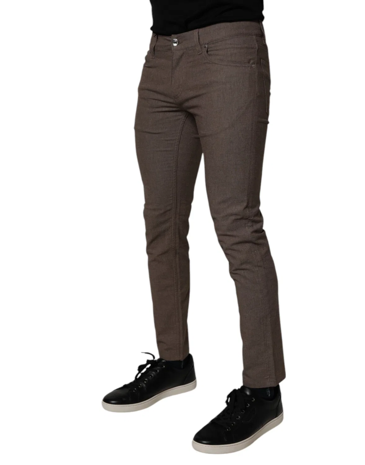 Мужские брюки чинос хлопковые с логотипом Chino Pants Dolce & Gabbana, Brown — фото 3