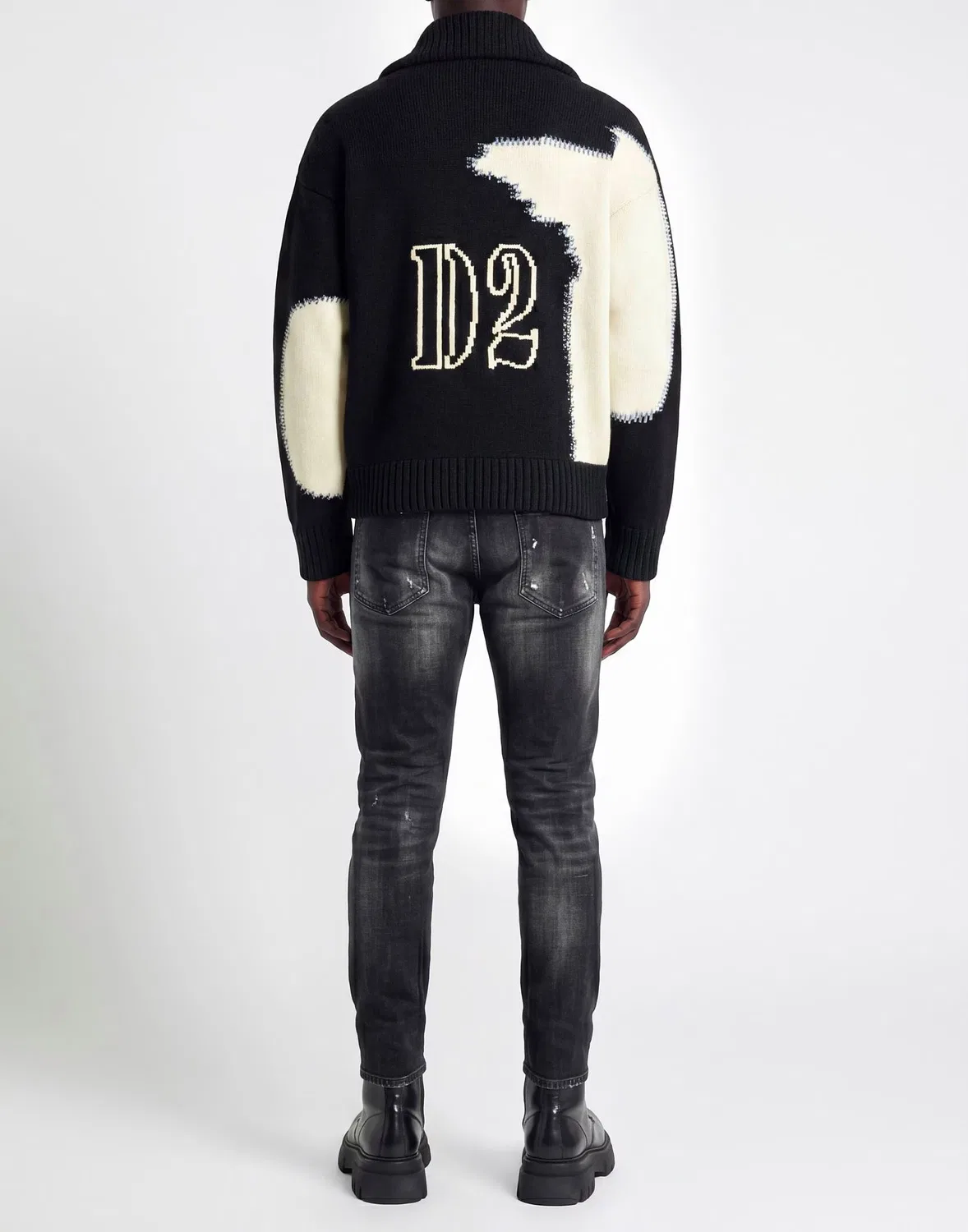 Мужской кардиган из шерсти с логотипом Dsquared2, черный — фото 3