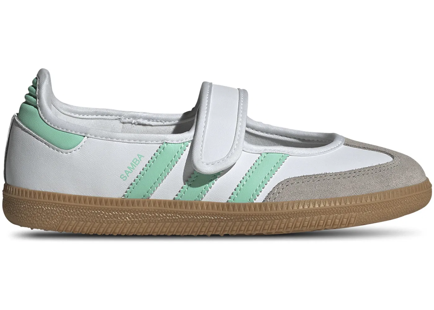 Детские кроссовки Lifestyle с замшевыми вставками Adidas Samba Jane, Cloud White/Easy Green/Gum