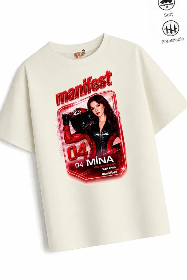 Детская футболка для девочек оверсайз из хлопка Mani Mina Design13 Belya Kids Wear, Ecru — фото 2