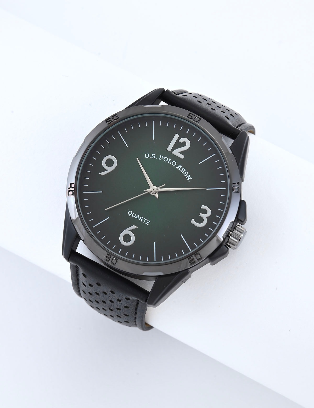 

Часы U.S. Polo Assn Mens Black Strap Green Face, черный