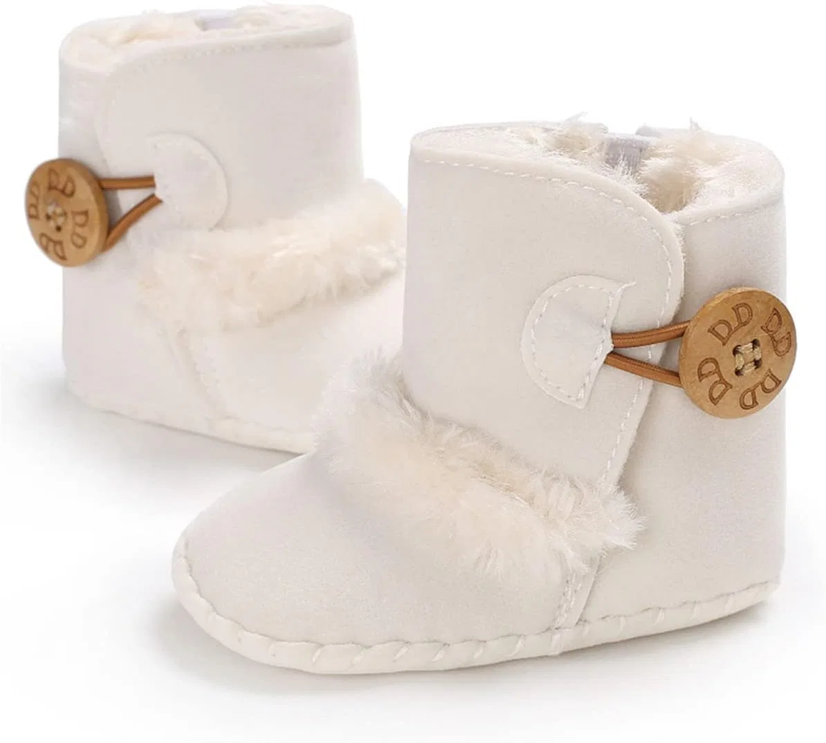 Детские зимние ботинки для девочек с пуговицей HsdsBebe, White — фото 3