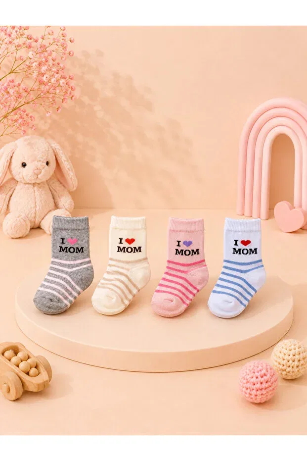 Детские носки для новорожденных полосатые набор 12 шт First Socks, Multicolor