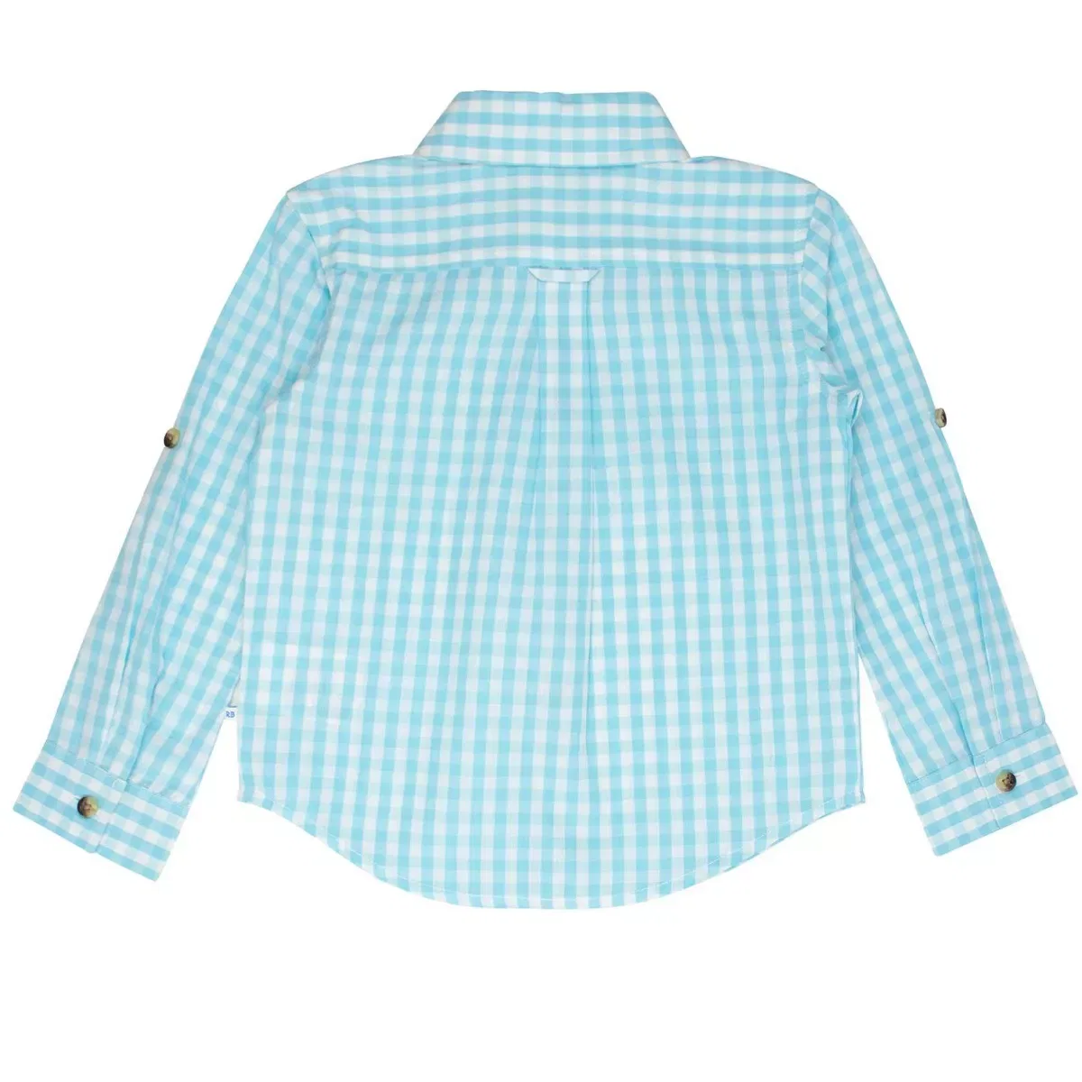 Детская рубашка с длинным рукавом RuggedButts, Classic Blue Breeze Gingham — фото 2