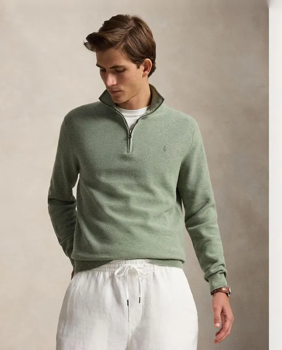 Мужской джемпер на полумолнии хлопковый Polo Ralph Lauren, Verde Claro