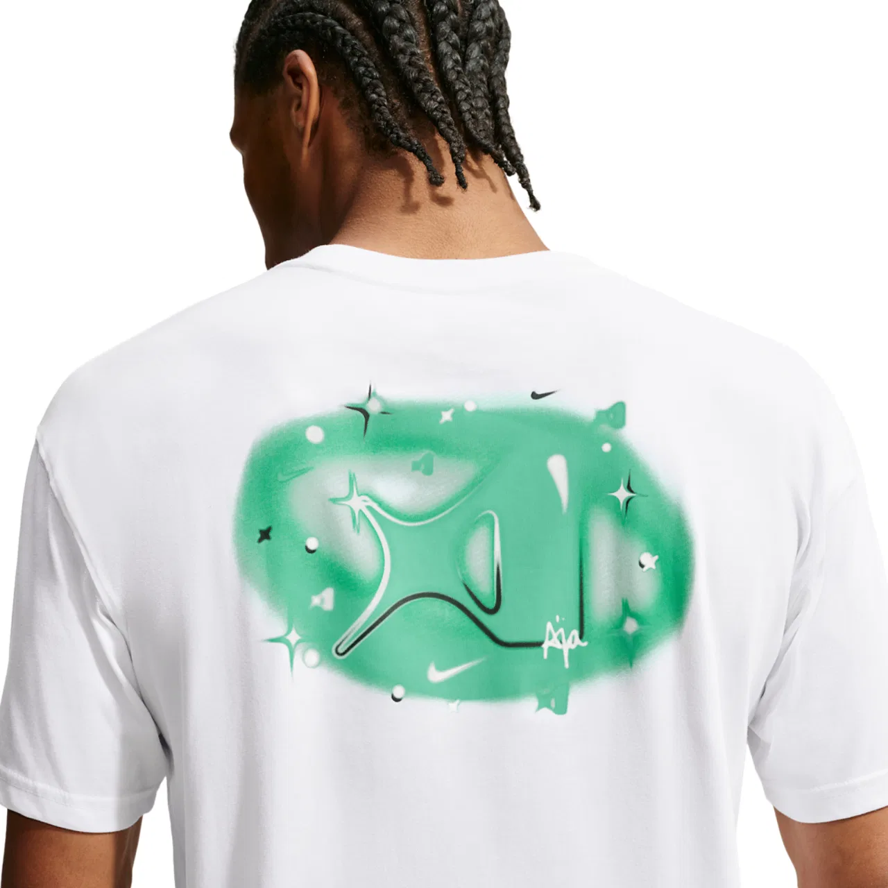 Мужская футболка с принтом Aja Airbrush Nike, White/Light Menta — фото 2