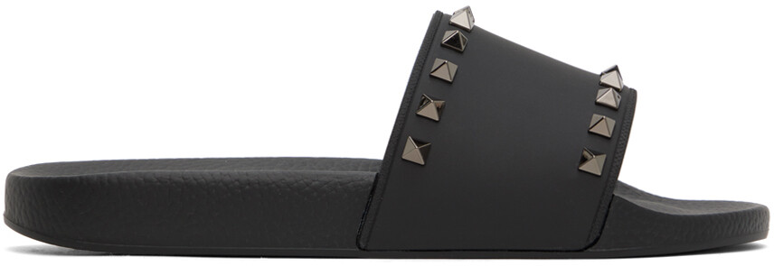 

Черные шлепанцы Rockstud Valentino Garavani