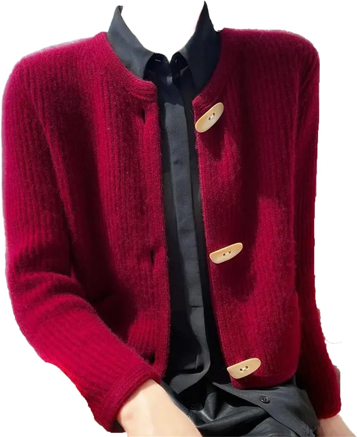 Женский свободный кардиган с круглым вырезом, Cherries Red