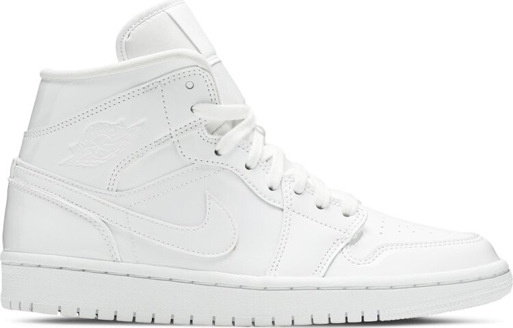 Кроссовки Wmns Air Jordan 1 Mid Patent Triple White, белый