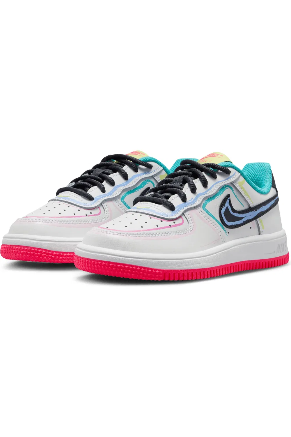 Кроссовки детские баскетбольные Force 1 Nike, White/Pink/Dusty Cactus