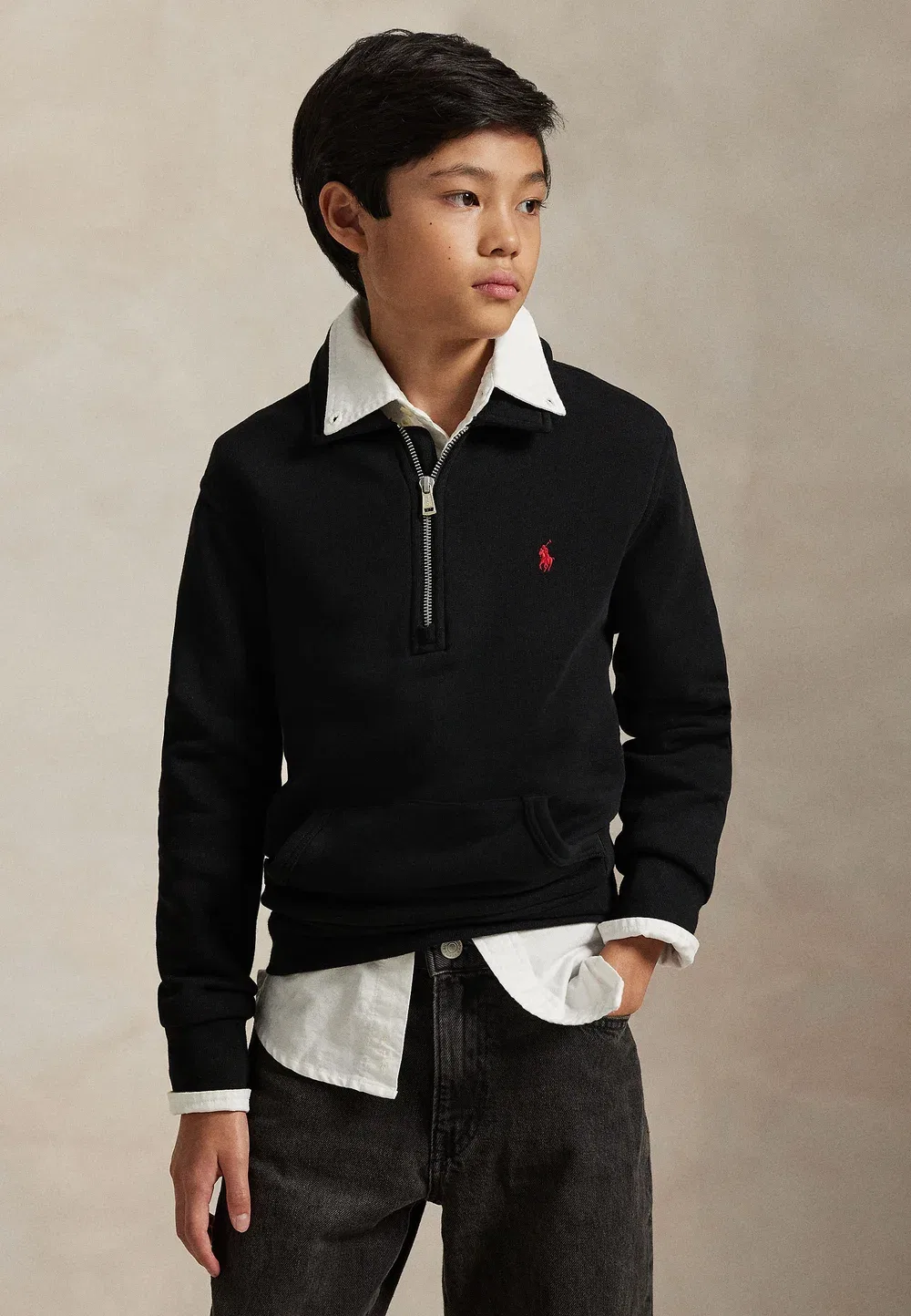 Толстовка с флисовым воротником, размер 7-14 лет Polo Ralph Lauren, Black