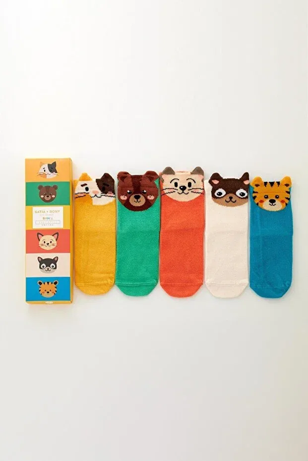 Детский набор носков с принтом Set of 5 animal patterned cute baby socks Katia&Bony, Patterned — фото 4