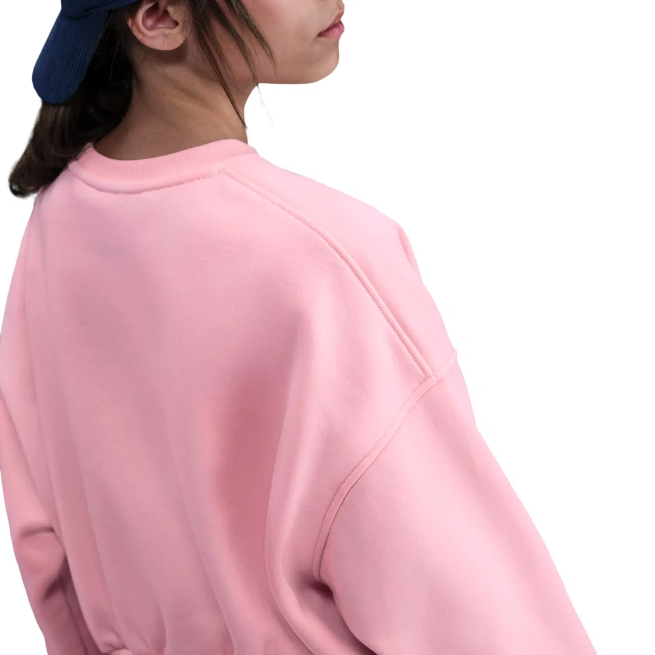 Толстовка для девочек Club Fleece Boxy Crew Nike, цвет Medium Soft Pink/Medium Soft Pink/White — фото 2