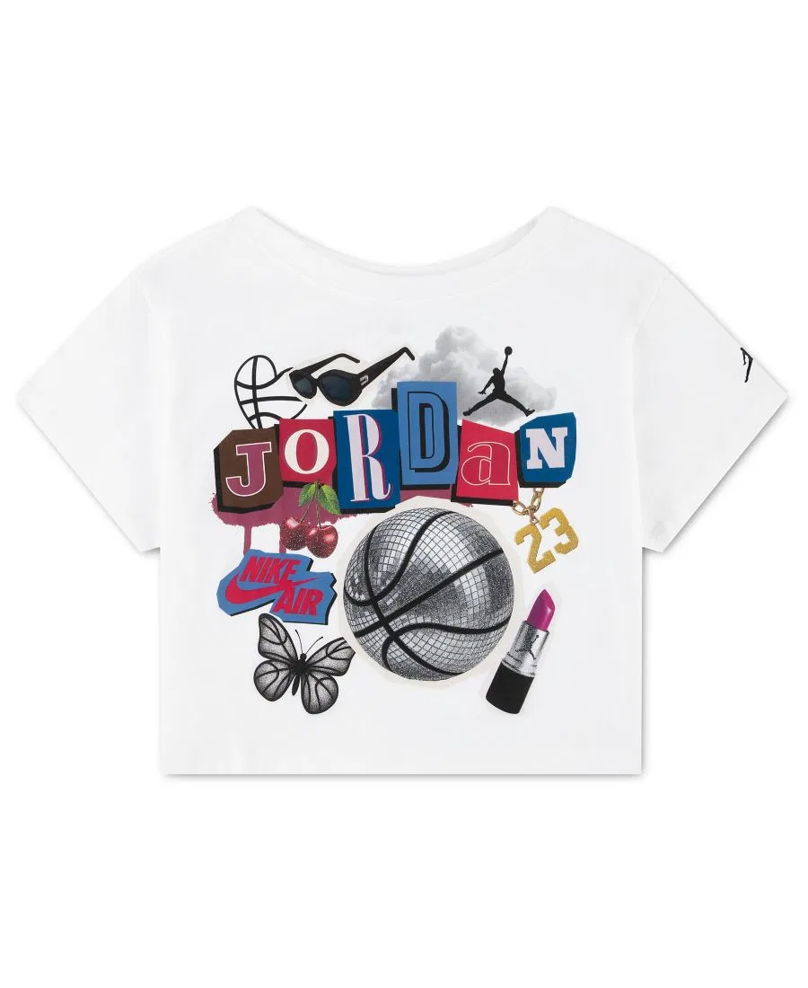 Футболка с принтом и укороченным кроем Air Collage Jordan, White