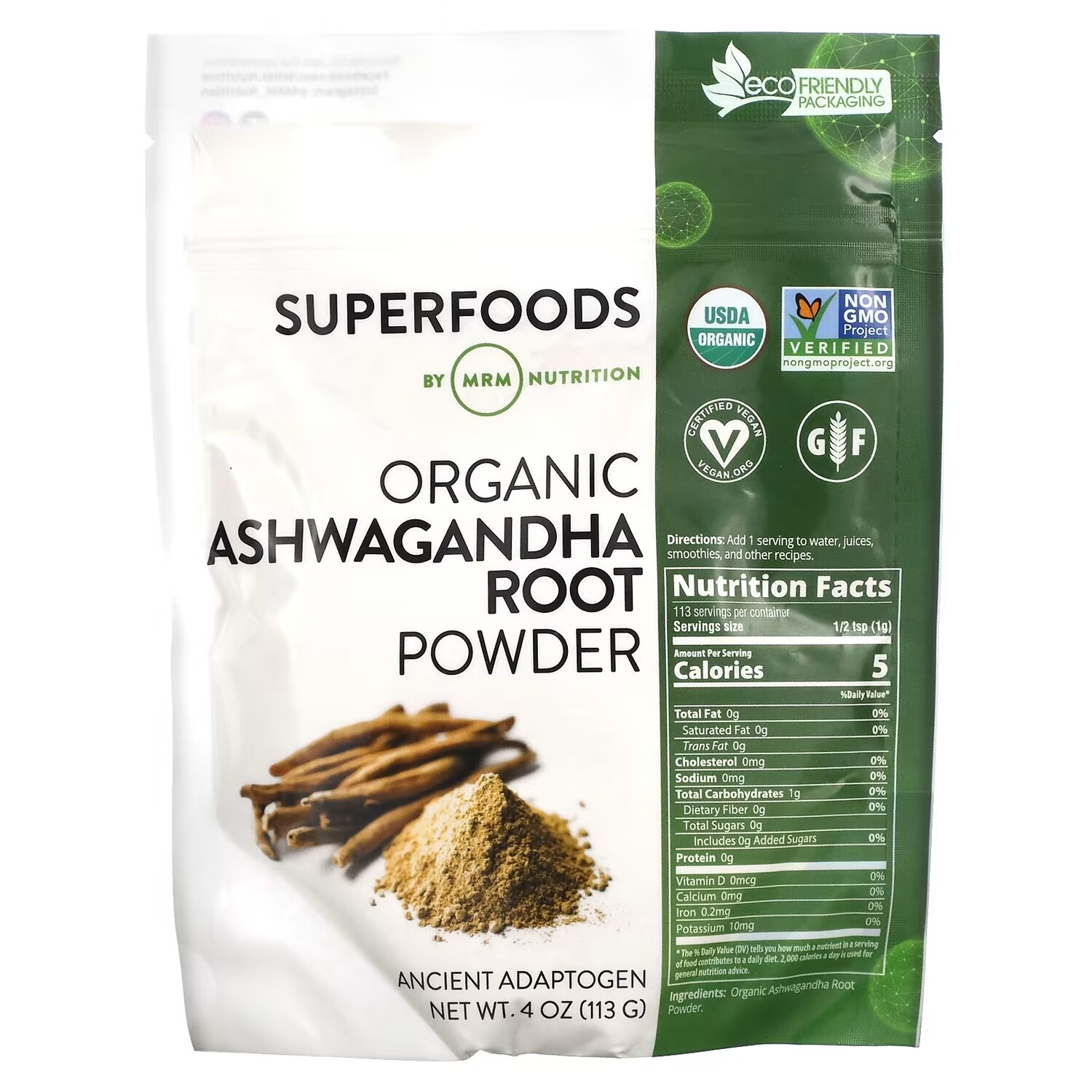 

MRM Nutrition Organic Ashwagandha Root Powder, 113 г