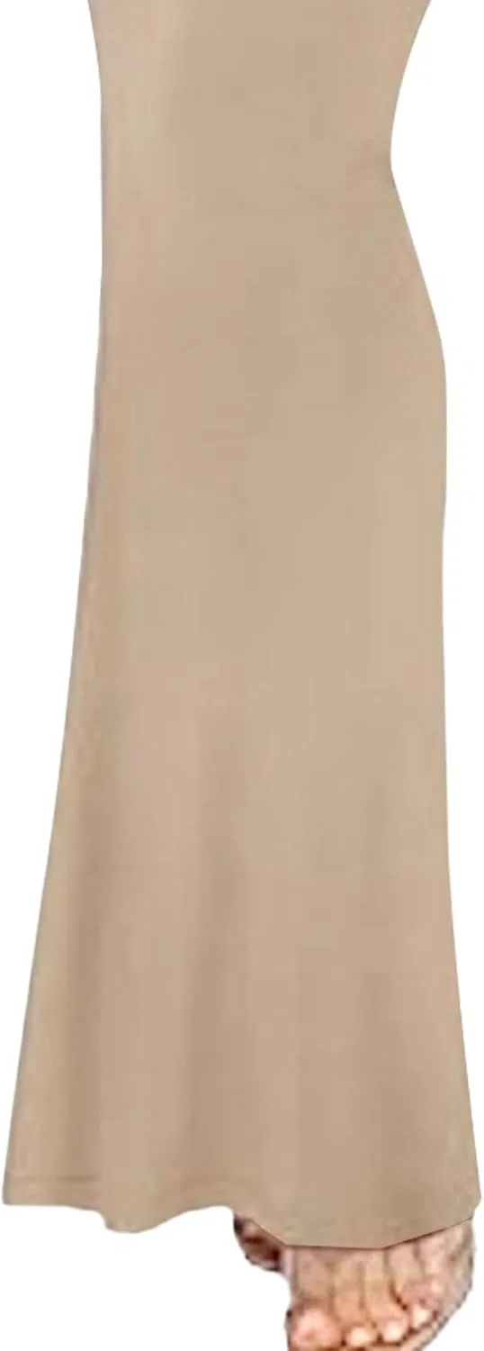 Женское облегающее платье на тонких бретелях Generic, Khaki — фото 3