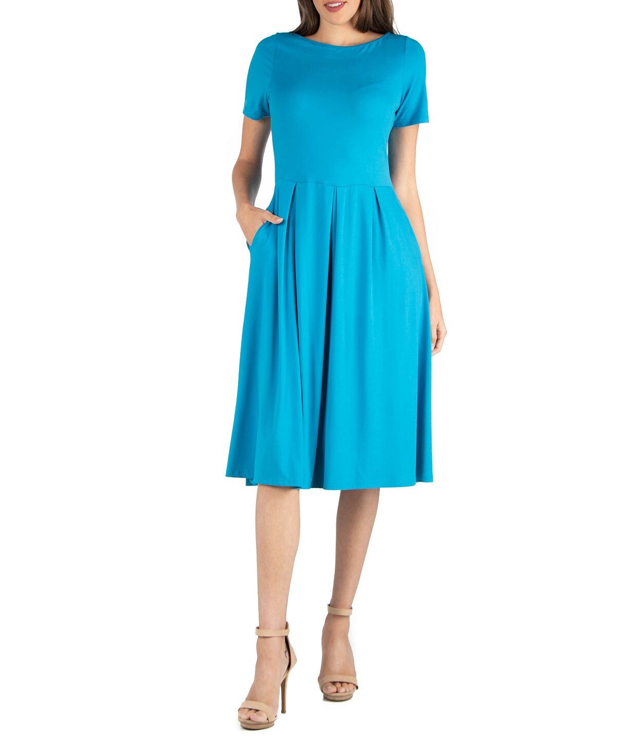 

Платье миди с короткими рукавами и карманом 24seven Comfort Apparel