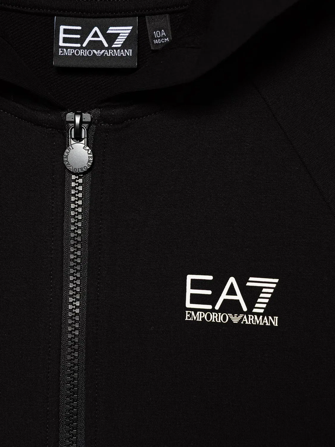 EA7 Emporio Armani Худи на молнии с логотипом, черный — фото 3