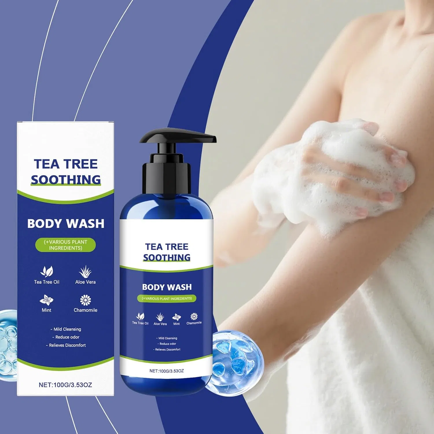 Гель для душа Tea Tree Soothing Shower Gel, Raevior, 2 шт., 100 г — фото 2