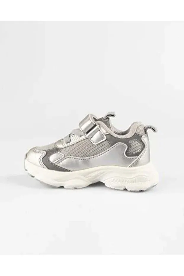 Детские кроссовки для девочек текстильные на липучке Vicco, Silver — фото 2