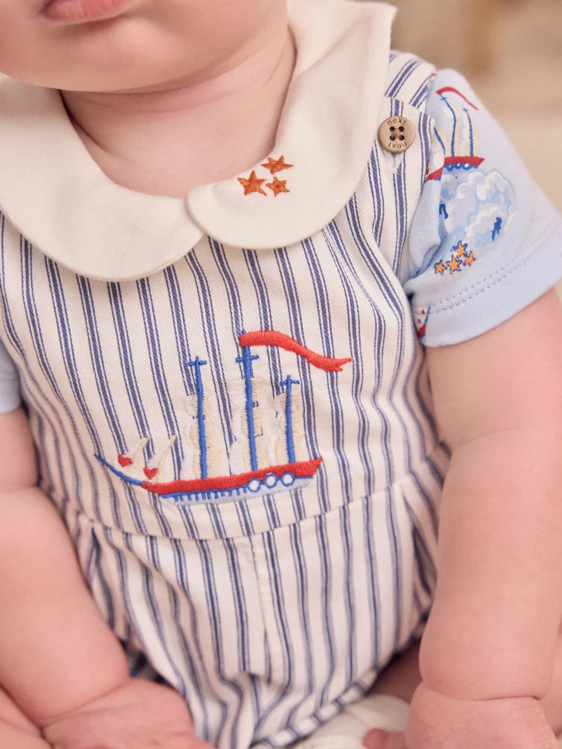 Комбинезон для новорожденных, полосатый, Cath Kidston Next, синий — фото 3