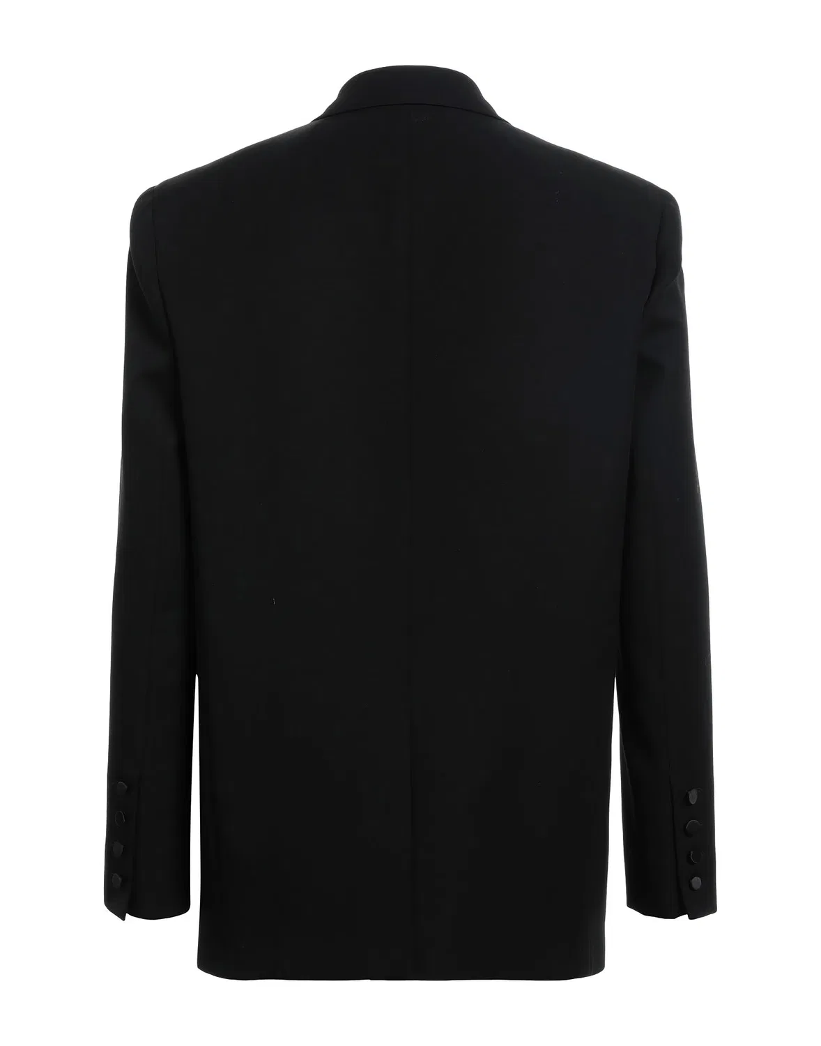 Мужской пиджак из шерсти двубортный Saint Laurent, черный — фото 2