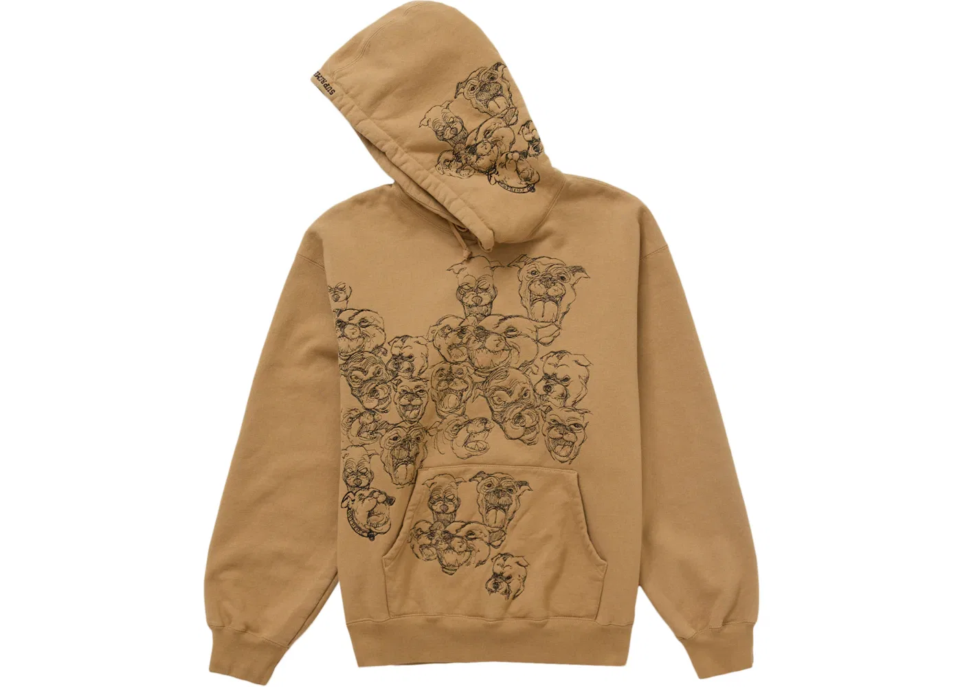 Мужской худи с вышивкой Supreme Pitbulls Sweatshirt, Brown — фото 2