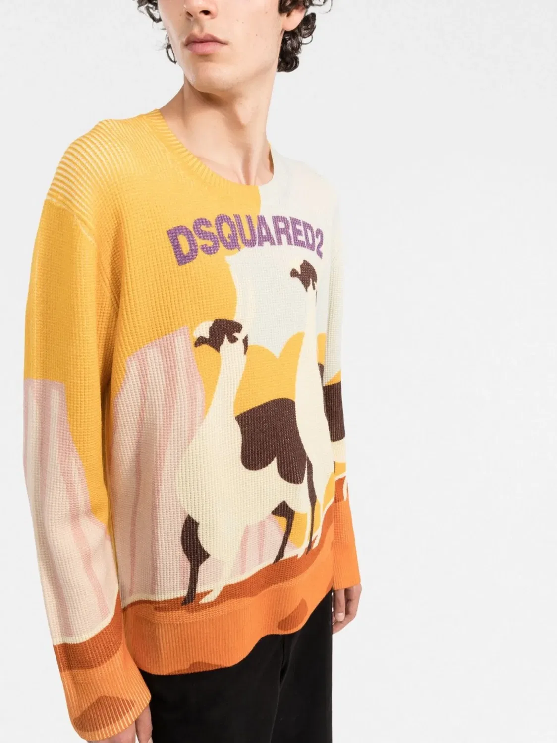 Вязаный свитер Llama Country DSQUARED2, желтый — фото 2