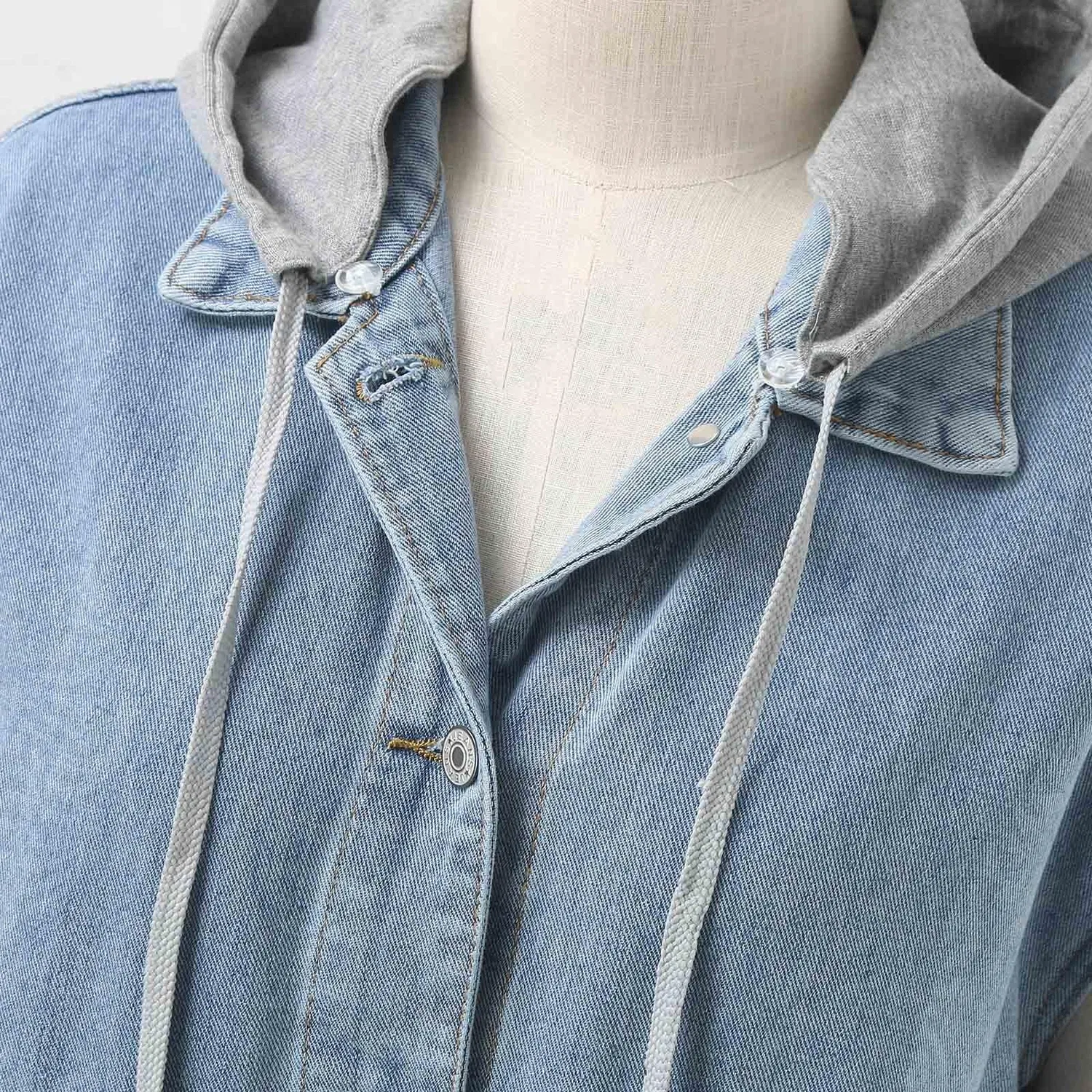 Женский джинсовый жилет без рукавов Mid Long Jean Gilet, Blu — фото 2