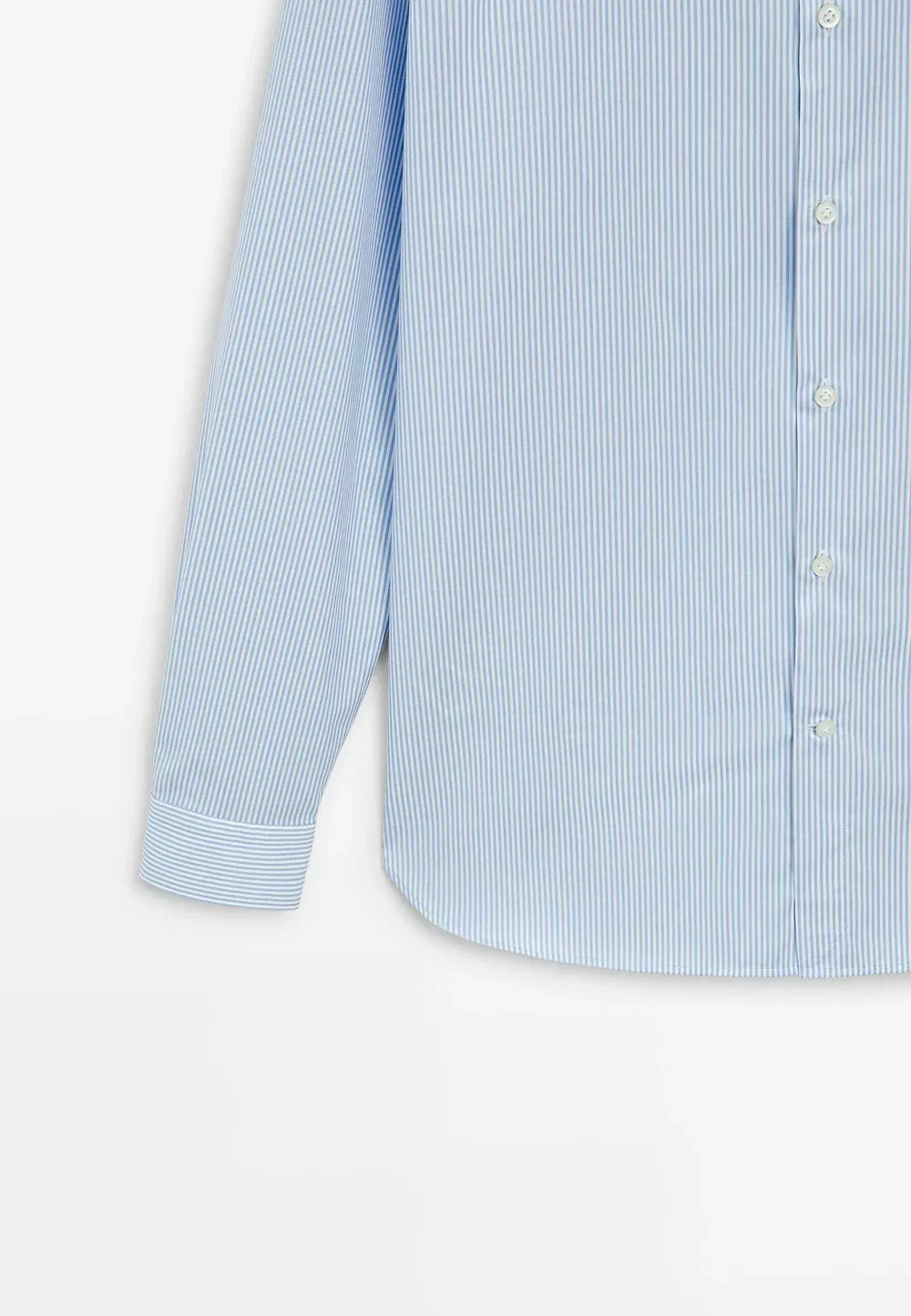 Приталенная полосатая рубашка классического кроя - рубашка Massimo Dutti, Light Blue — фото 4
