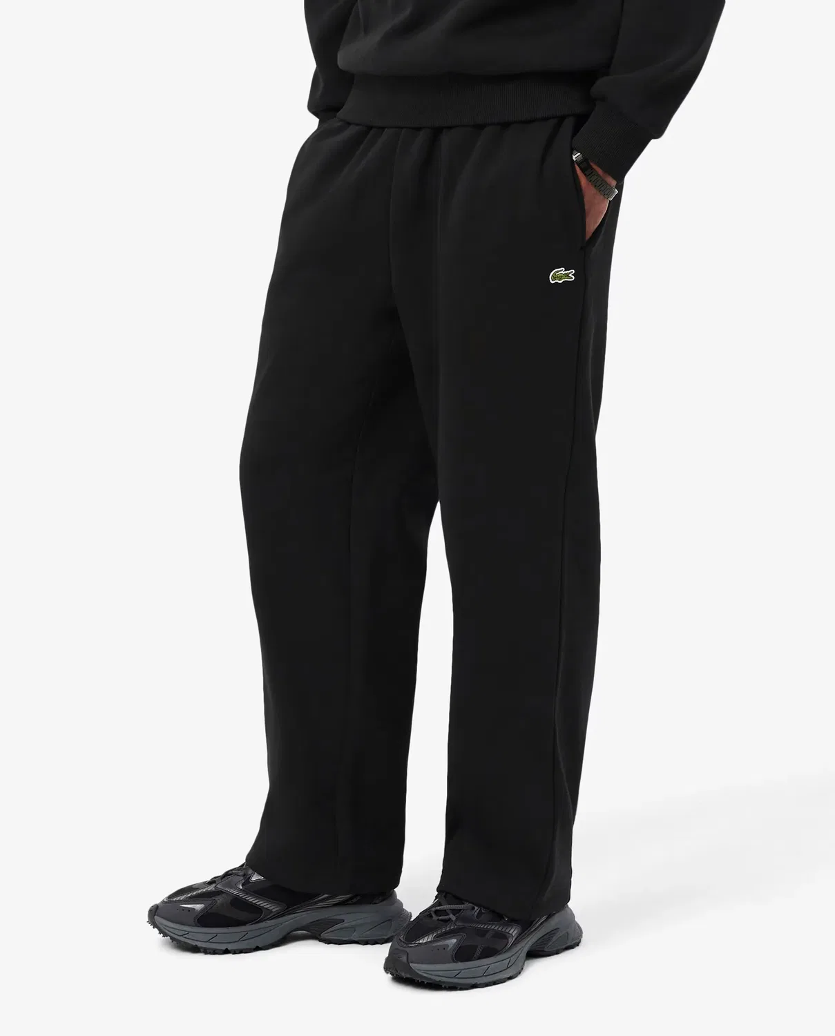 Спортивные штаны Lacoste мужские из футера с логотипом, прямой крой, черный — фото 3