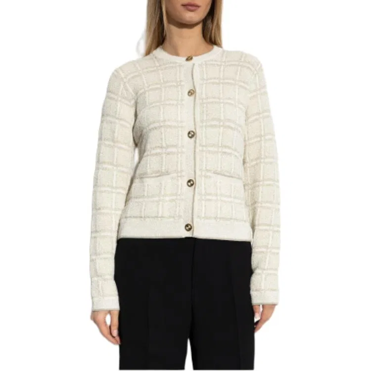 Кардиган GUCCI Lam? Check Jacquard, с блестящей нитью люрекс, Белый — фото 3