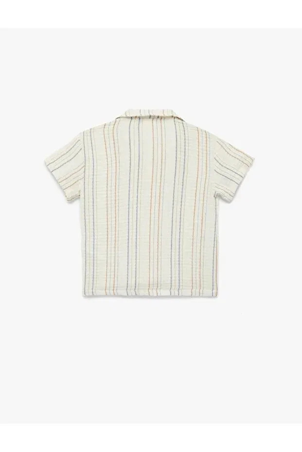 Детская хлопковая рубашка для мальчиков с коротким рукавом Koton Kids, Beige